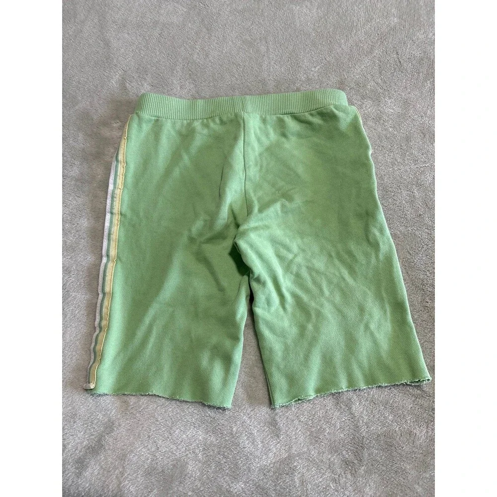 Girls green athletic shorts striped heart logo sports back to school playwear
